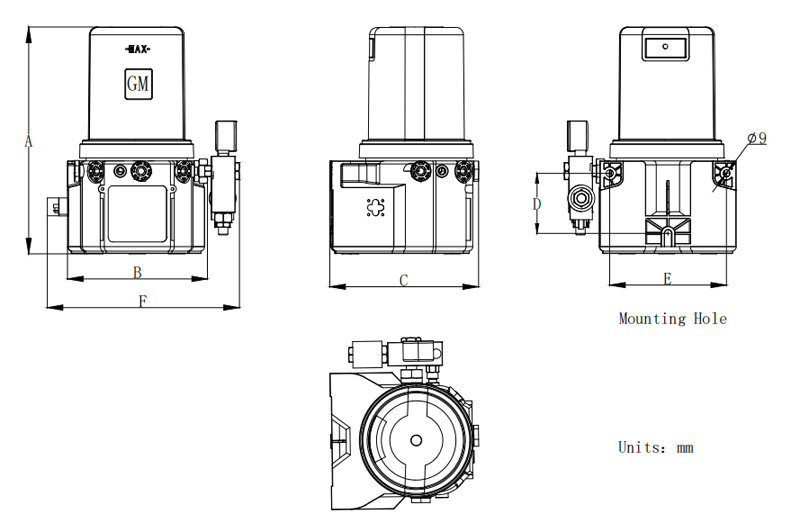 Technical Drawing of GMS Single Line Lubrication Pump Technical Drawing of GMS Single Line Lubrication Pump