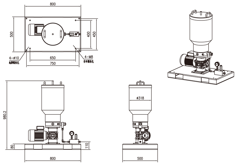 Informations techniques de la pompe de lubrification progressive GP212